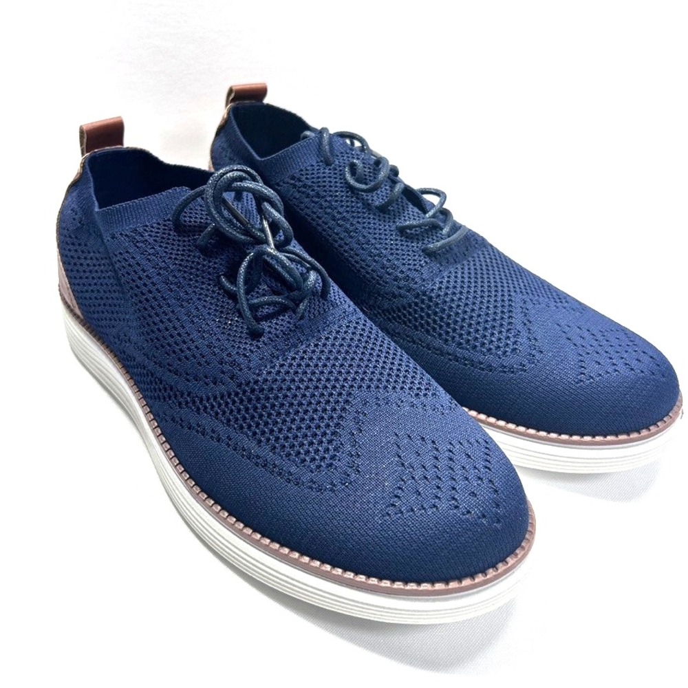 Akademiks Men's Olney Wingtip Knit Oxford Shoes Blue Navy US‎ 10 - No Box